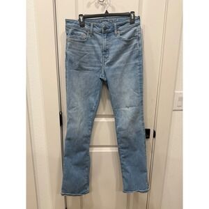 American Eagle Airflex+ Slim Straight Jeans Light Wash Denim Mens Blue